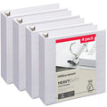 Heavy-Duty 2-Inch D-Ring Binder Pack of 4 - White, Recycled Office Supplies