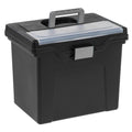 Large Mobile File Box with Locking Lid and Handle - Letter Size, Black/Silver