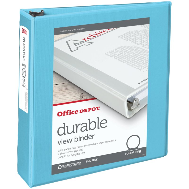 2-Inch Nonstick Round-Ring View Binder - Recycled Office Organization