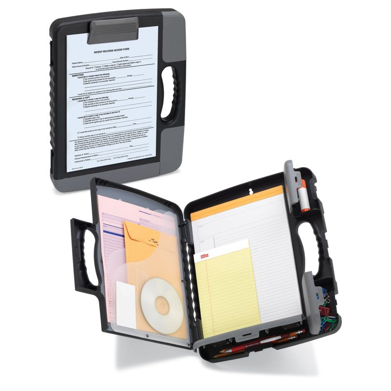 Portable Clipboard Storage Case with Multiple Filing Compartments - Charcoal