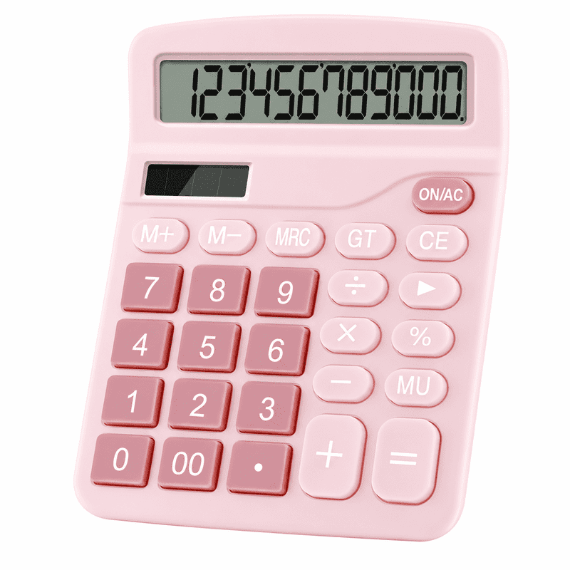 12-Digit Desktop Calculator with Large LCD Display - Solar & Battery Powered Office Math Tool