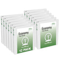 3 Ring Binders 1 Inch Capacity - White, 12-Pack Office Organization