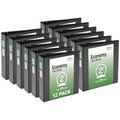 3-Ring Binders with 2" Rings & 375-Sheet Capacity - Black, 12-Pack
