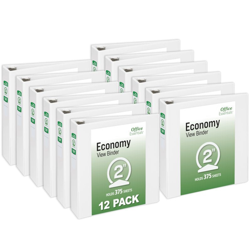 3-Ring Binder Set 2 Inch Capacity White Office Organizers 12-Pack