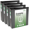 3-Inch Ring Binders 4-Pack - 460 Sheet Capacity, Black Office Organization