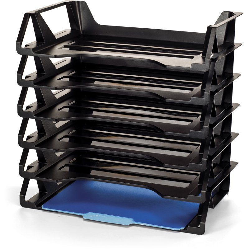 Stackable Office Letter Trays - Recycled Plastic, Black, 6 Pack