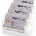 4-Tier Business Card Holder Rack - Clear Plastic Desk Organizer