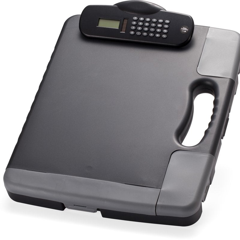 Portable Clipboard Storage Case with Built-in Calculator - Charcoal