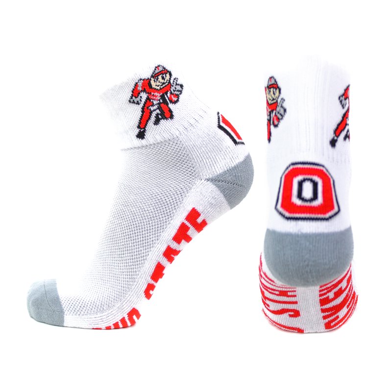 Ohio State Buckeyes White Quarter Gray Heel Toe Socks - NCAA Licensed, Unisex, Crew Length