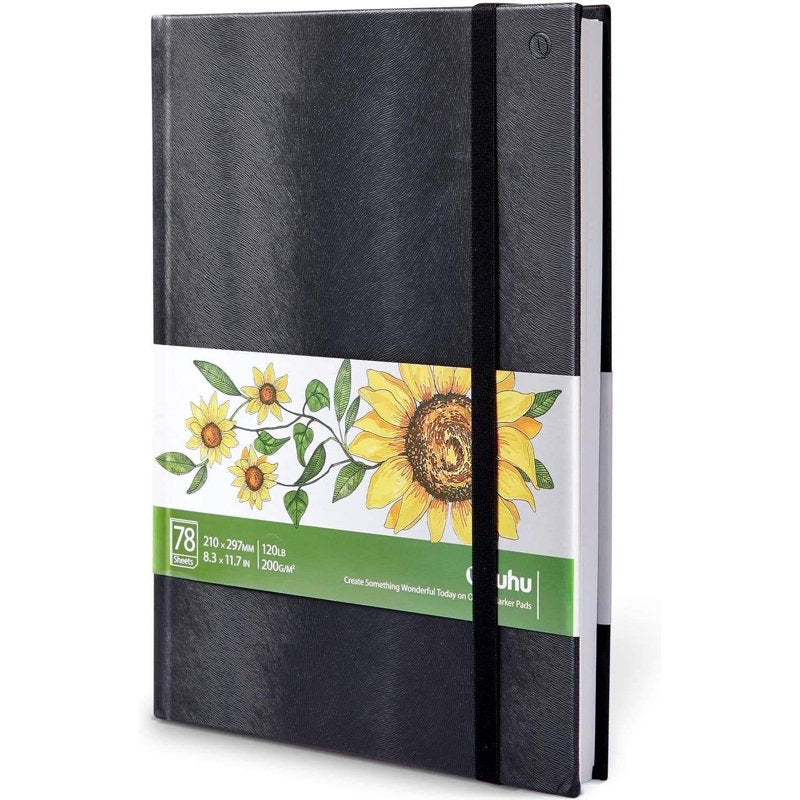Large Hardcover Sketchbook with Marker Paper - 78 Sheets, 8.3x11.7 Inches