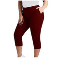 Plus Size High Waist Cotton Capri Pants for Women with Pockets – Stretch & Casual Fit