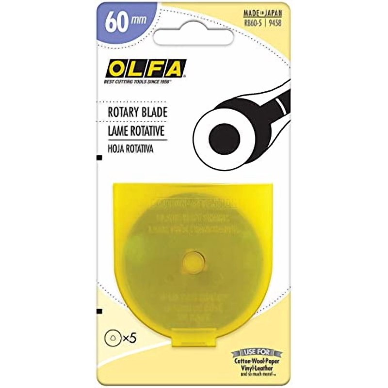60mm Rotary Blade Pack for Cutting Foam, Fabric, Leather, Paper & Vinyl