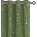 Olive Green Blackout Curtains 95 Inch Length 2 Panels Set - Thermal Insulated Grommet Window Drapes with Wave Dot Print