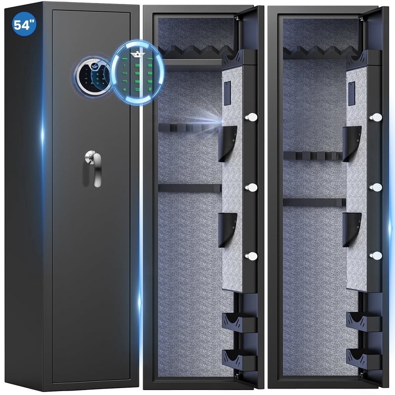 Digital Fireproof Gun Safe for Home Storage with Adjustable Racks & LED Light