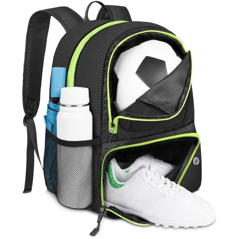 Omlopp Soccer Backpack Black – 28L Water-Resistant Ball Holder & Shoe Compartment