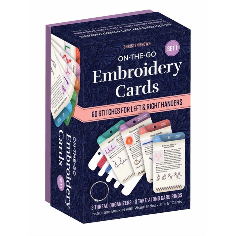 Embroidery Card Set with 60 Stitches, Thread Organizers & Rings - Portable Craft Tool