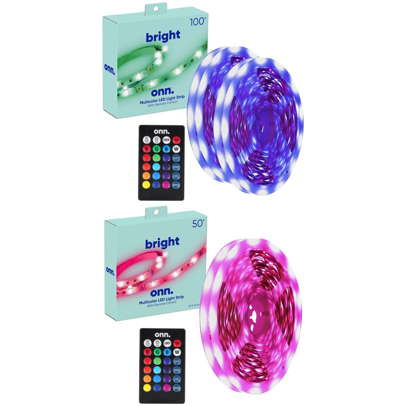 Multicolor LED Light Strip with Remote Control - Custom Length Indoor Lighting