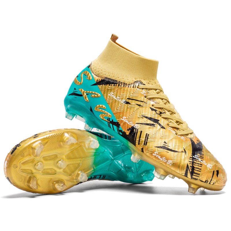 OnyxTrek Unisex High-Top Graphic Soccer Cleats – Gold, EU 36 (Men) X2407 AG