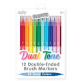 Dual Tone Double-Ended Brush Marker Set – 12 Markers, 24 Vibrant Colors for Art & Calligraphy