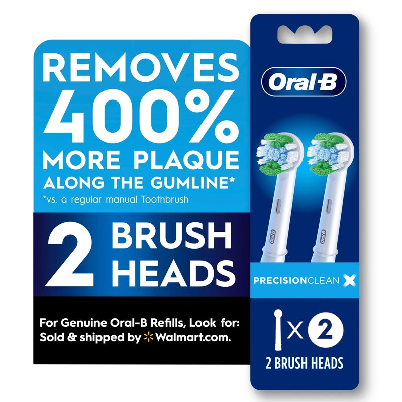Electric Toothbrush Replacement Heads - 2 Count for Oral‑B PrecisionCleanX
