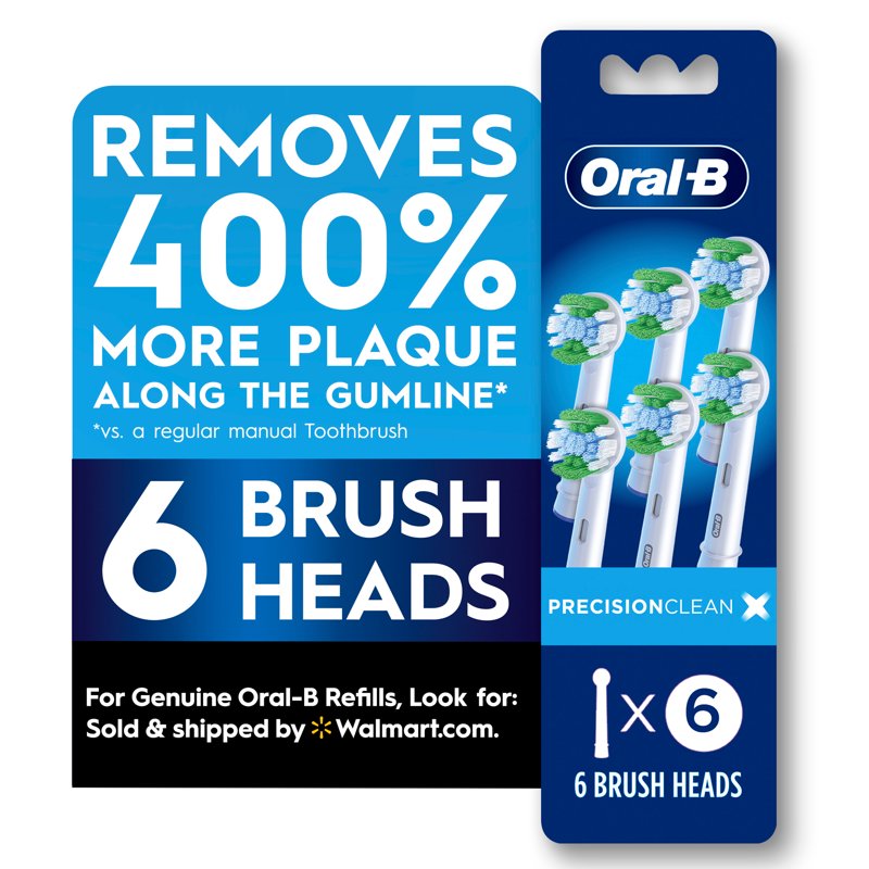 Oral-B Precision Clean X-Filament Replacement Toothbrush Heads - 6 Pack