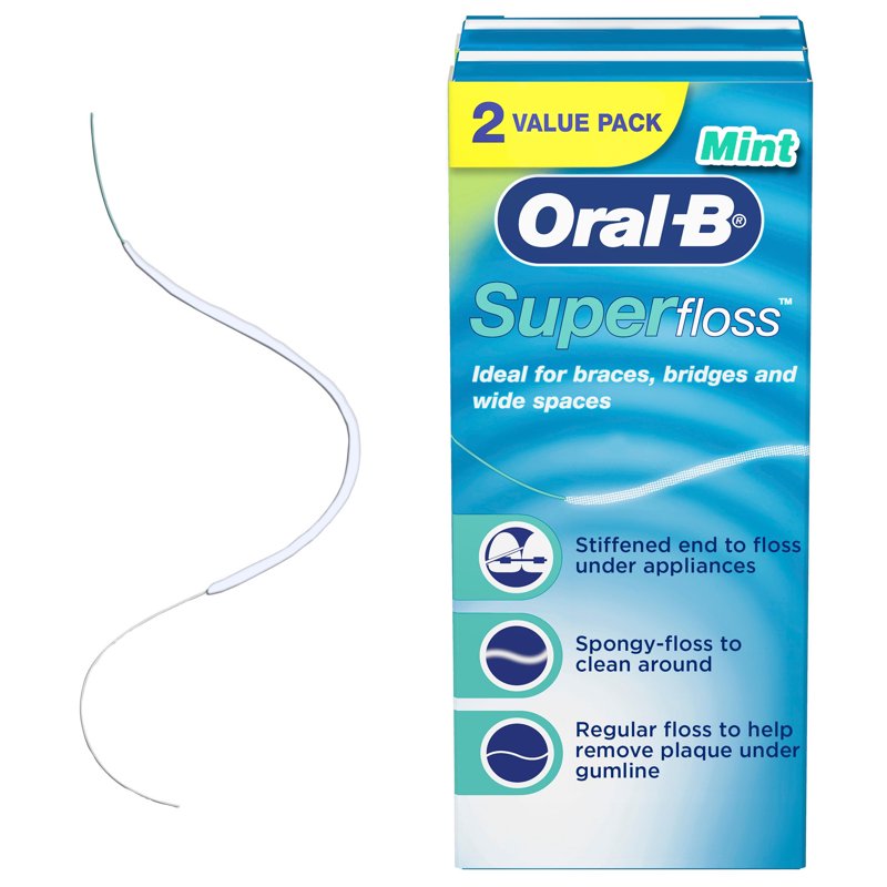 Dental Floss Refills for Bridges & Braces - Mint Flavor, 100 Pre-Cut Strands