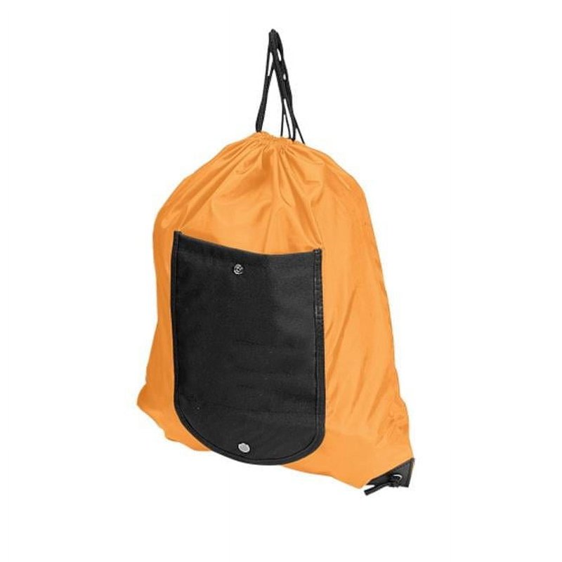 Orange Folding Wallet Drawstring Cinch Pack - Travel Nylon Backpack