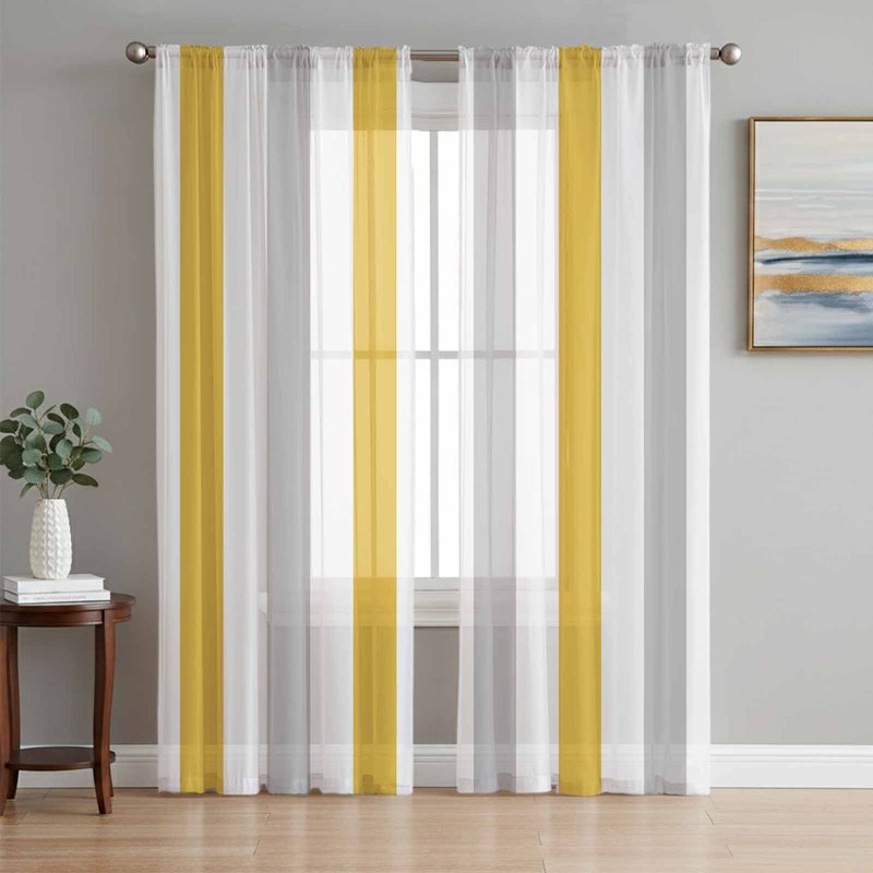 Semi Sheer Geometric Curtains 84 Inch Length Set for Living Room & Bedroom