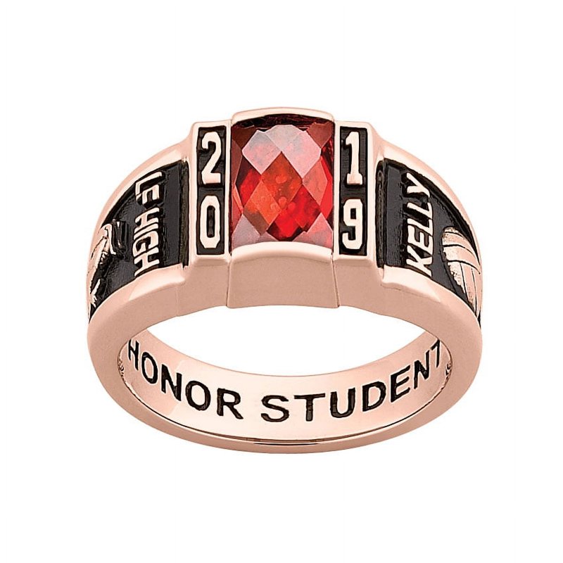 Personalized Graduation Class Ring with Rose Gold Celebrium & Birthstone