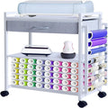 Rolling Craft Storage Cart with Vinyl Roll Holders for Cricut Machines - Black or White