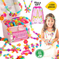 Kids Jewelry Making Kit with 550+ Beads and Storage Bag - Creative Craft Set for Girls