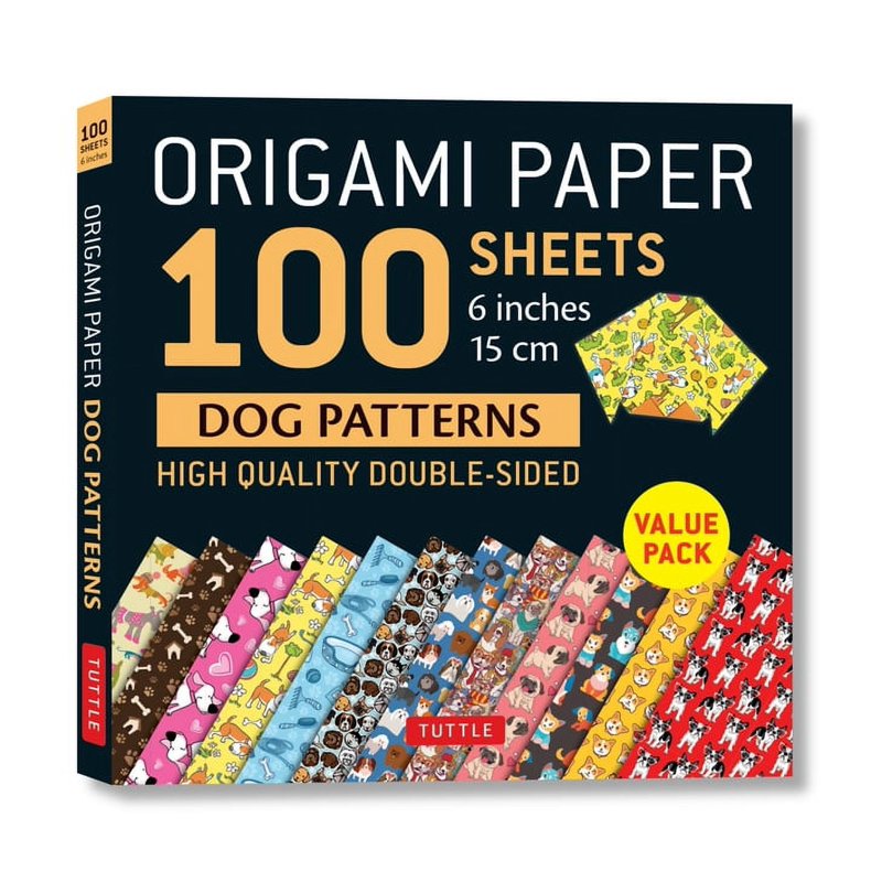 Dog Pattern Origami Paper Set - 100 Double-Sided Sheets for Crafts & Projects