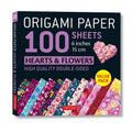 Origami Paper Pack 100 Sheets Hearts & Flowers Double-Sided 15cm – Creative Craft Supplies