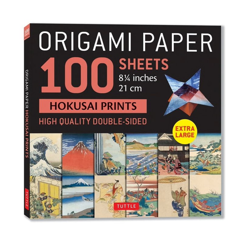 Origami Paper Sheets with Hokusai Prints - 100 Double-Sided Large Sheets for Crafts