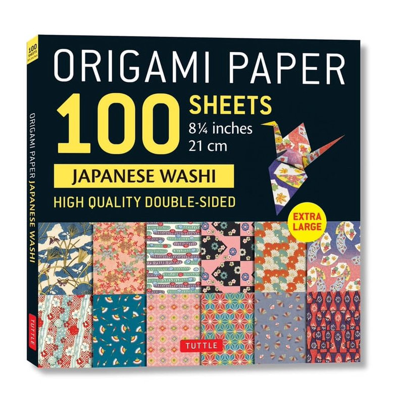 Japanese Washi Origami Paper 100 Sheets - Extra Large Double-Sided Sheets with 12 Designs
