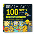 Origami Paper Sheets 100-Pack Sunflower Patterns for Peace Cranes - 15cm