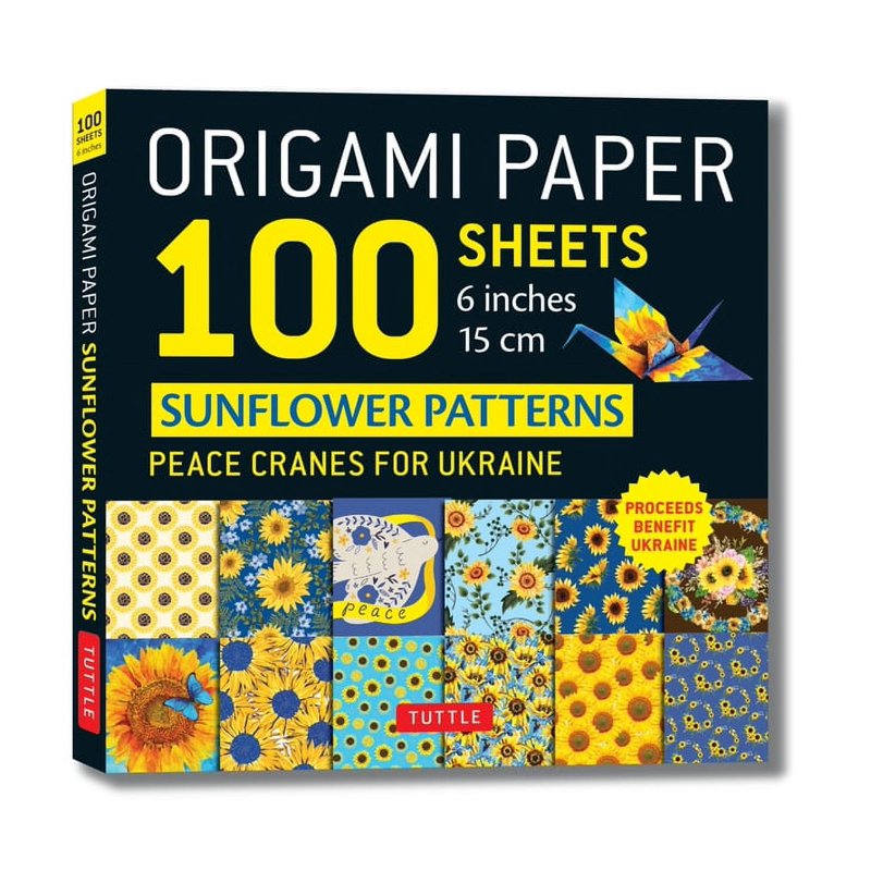 Origami Paper Sheets 100-Pack Sunflower Patterns for Peace Cranes - 15cm
