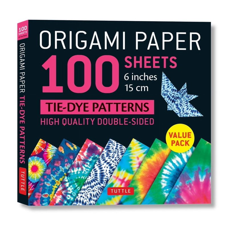 Tie-Dye Pattern Origami Paper Pack - 100 Double-Sided Sheets 6x6 Inch