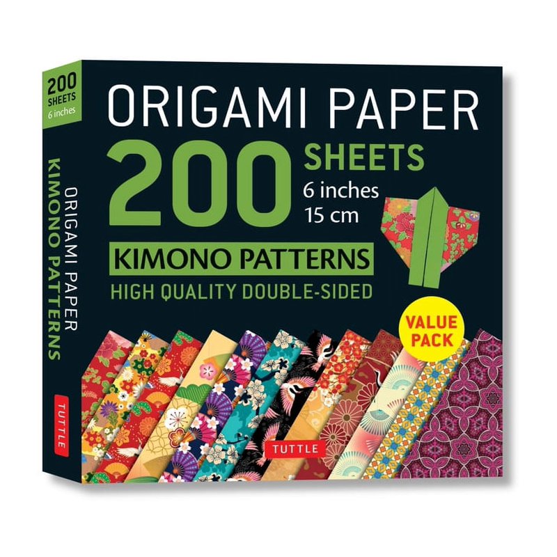 200 Sheets Origami Paper with Kimono Patterns - Double-Sided 15cm Craft Sheets