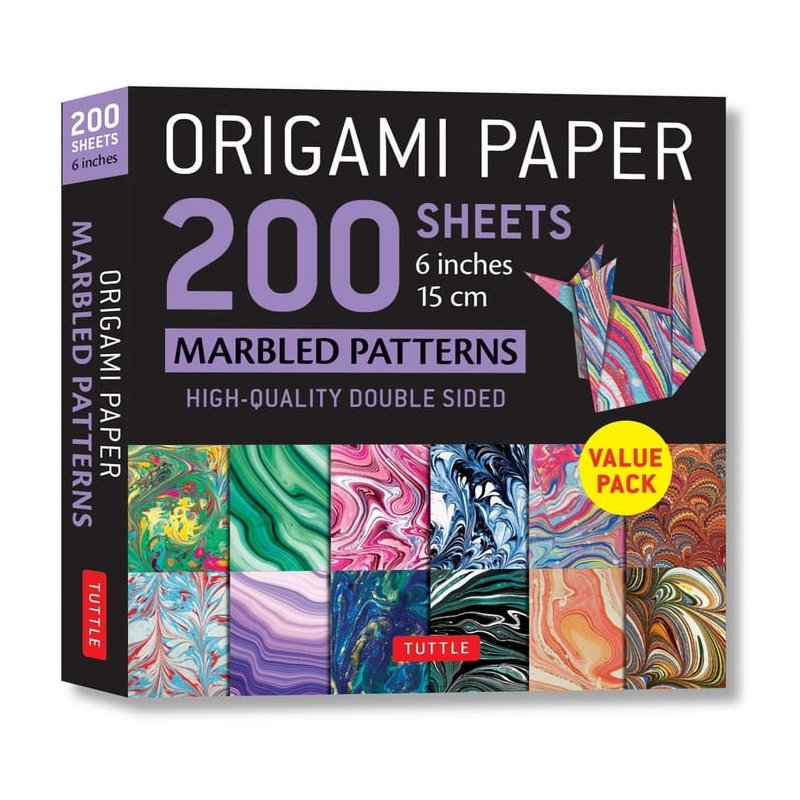 Origami Paper Pack 200 Sheets Marbled Double-Sided 6x6 Inch Art & Craft