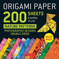 200 Sheets Origami Paper with Nature Patterns - Double Sided 15cm