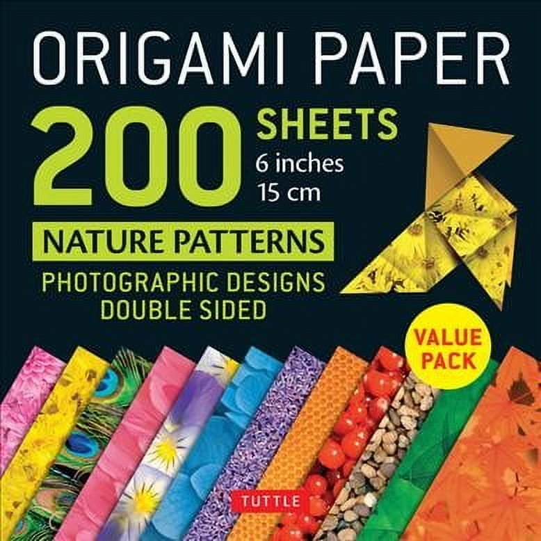 200 Sheets Origami Paper with Nature Patterns - Double Sided 15cm