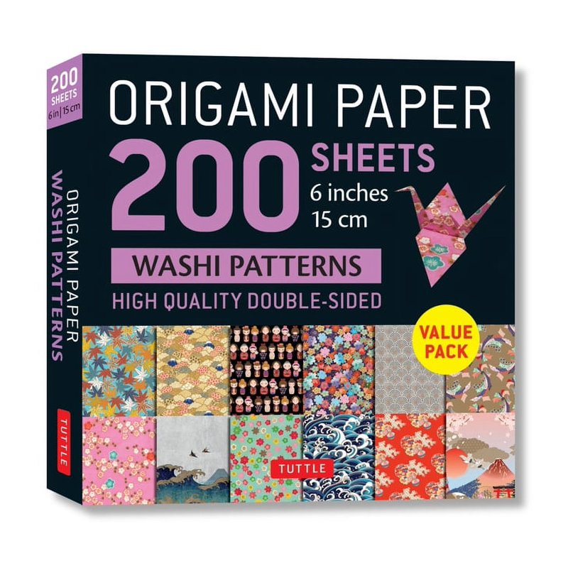 Origami Paper Pack 200 Sheets Washi Patterns Double Sided 15cm - Step-by-Step Instructions Included