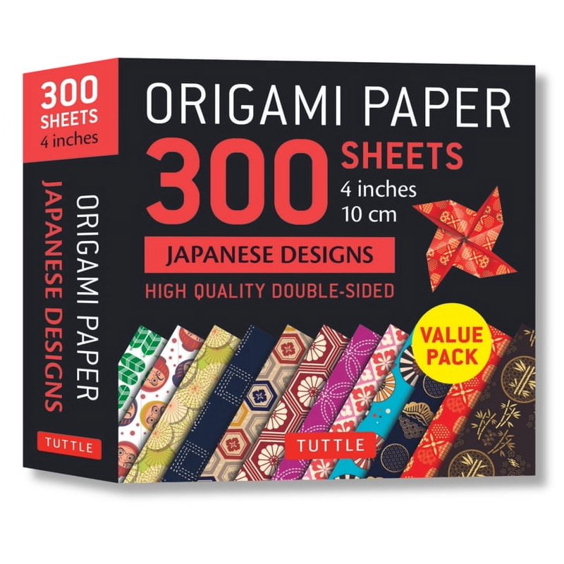 300 Sheets Origami Paper Pack with Japanese Designs - Double-Sided 10cm