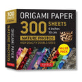Double-Sided Origami Paper Pack 300 Sheets with 12 Nature Photo Patterns - 4 Inch Squares
