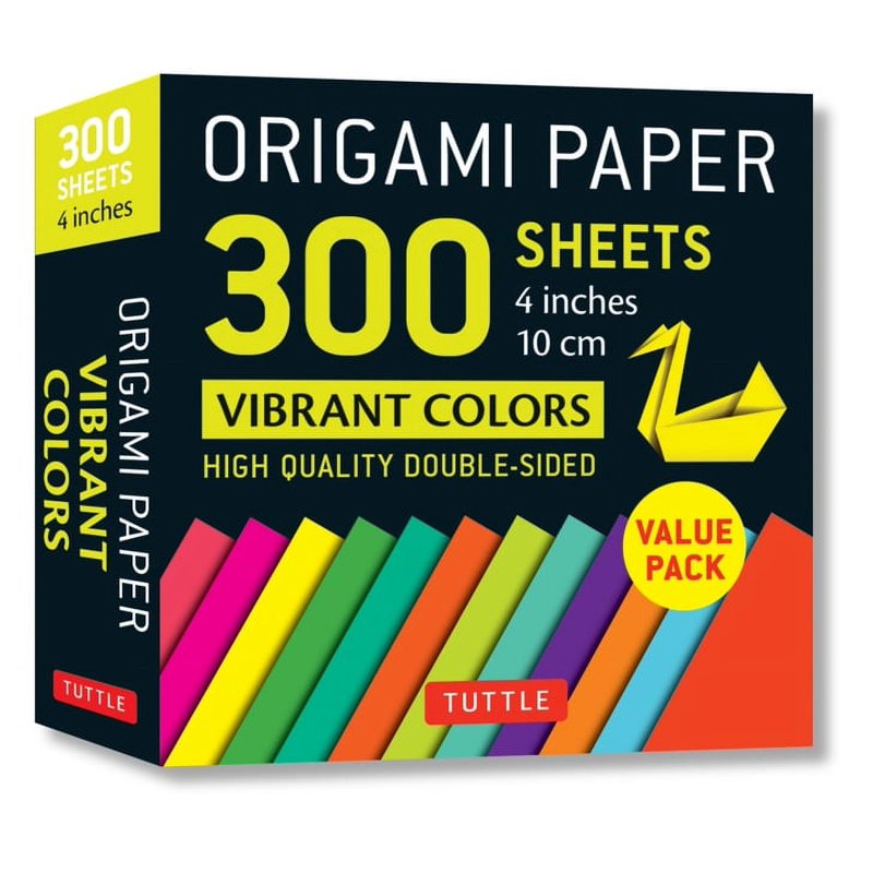 Vibrant Double-Sided Origami Paper Pack - 300 Sheets 10cm with 12 Designs