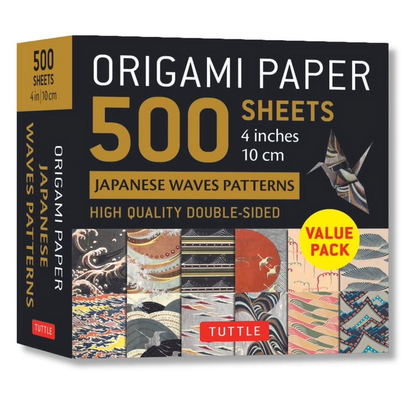 Origami Paper Pack 500 Sheets Japanese Wave Patterns 10cm for Crafting