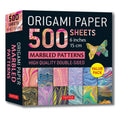 Marbled Origami Paper Set – 500 Double-Sided Sheets in 12 Patterns, 6 Inch