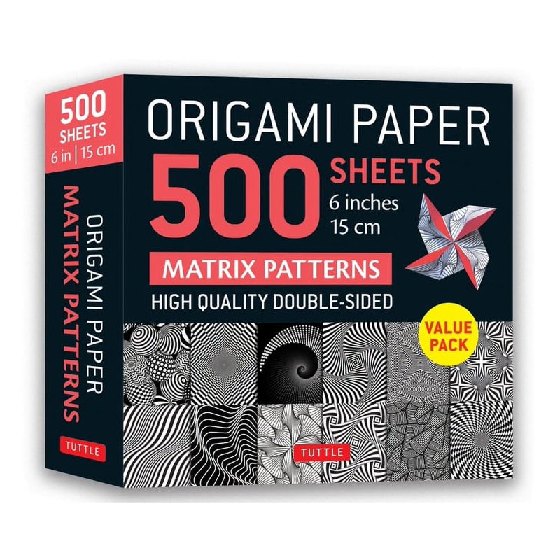 500 Sheets Double-Sided Origami Paper with Matrix Patterns and Instructions - 15cm