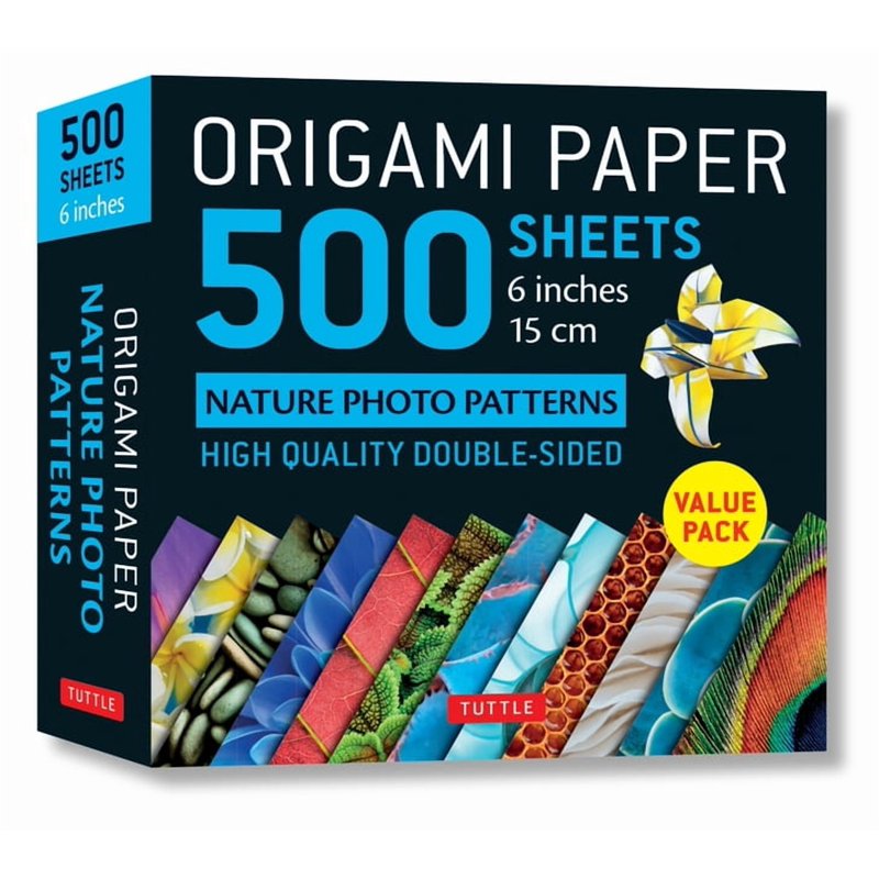 Origami Paper 500 Sheets - Double-Sided Nature Photo Patterns, 15cm